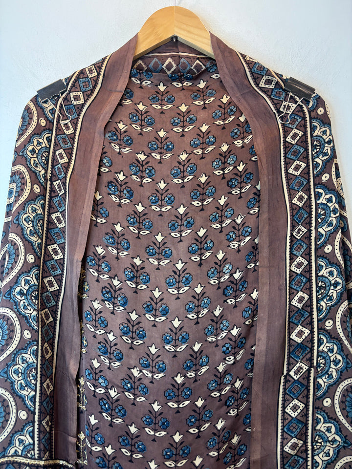 Brown Ajrakh Modal Mirror Work Suit Set