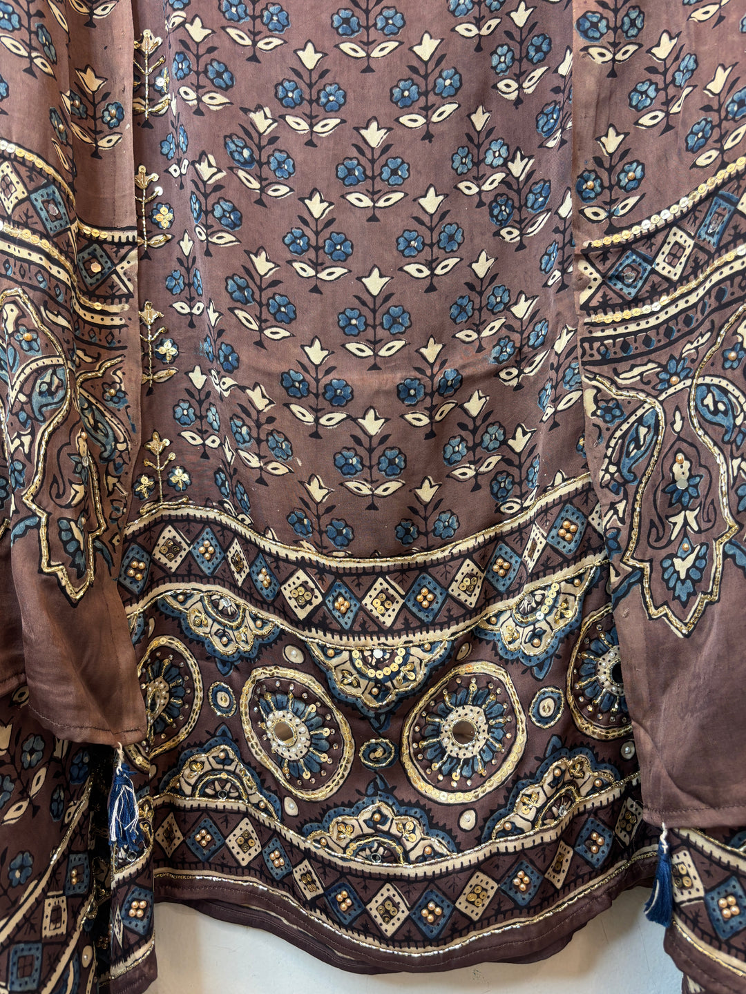 Brown Ajrakh Modal Mirror Work Suit Set