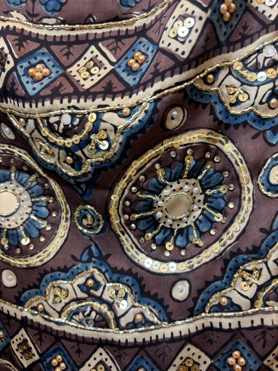 Brown Ajrakh Modal Mirror Work Suit Set