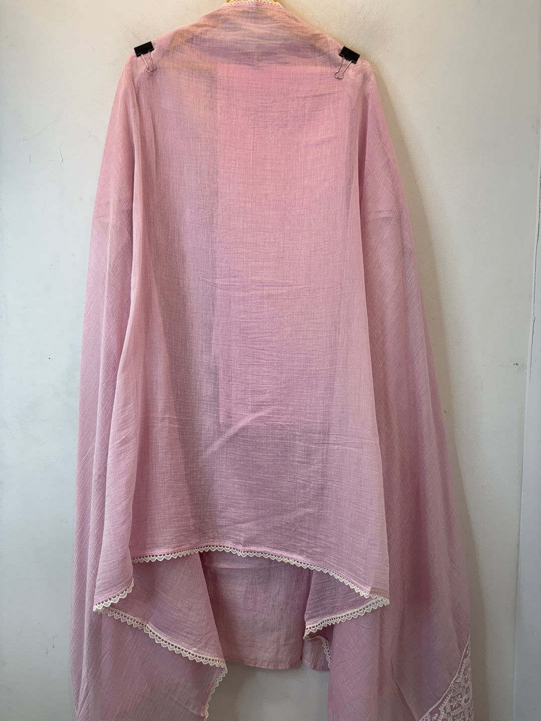 Pink Mul Cotton Embroidered Suit Set with Mirror &amp; Pearl Work