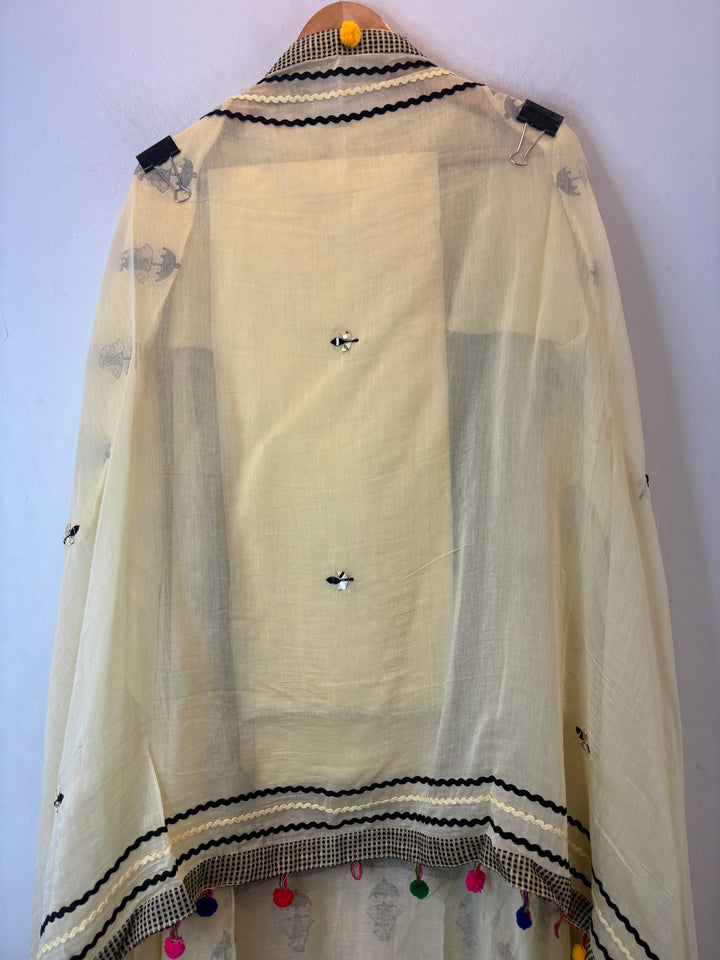 Yellow Mul Cotton Jute &amp; Mirror Work Suit Set