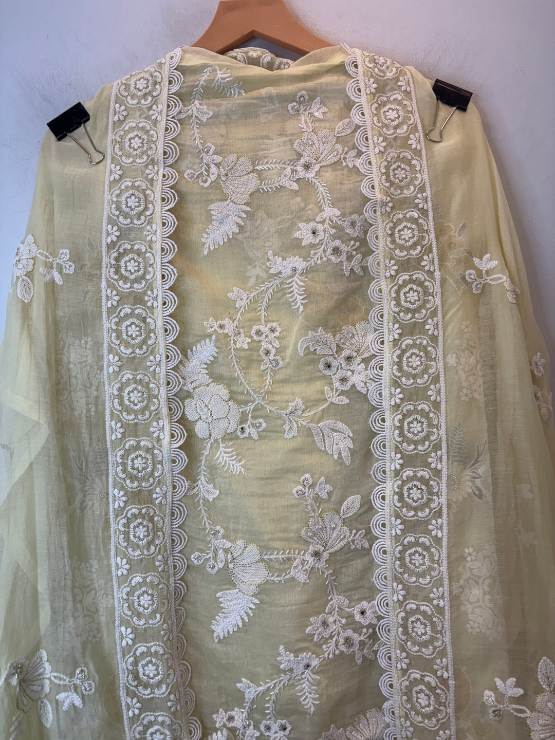 Yellow Mul Cotton Bird Embroidered Suit Set with Mirror &amp; Zari Work