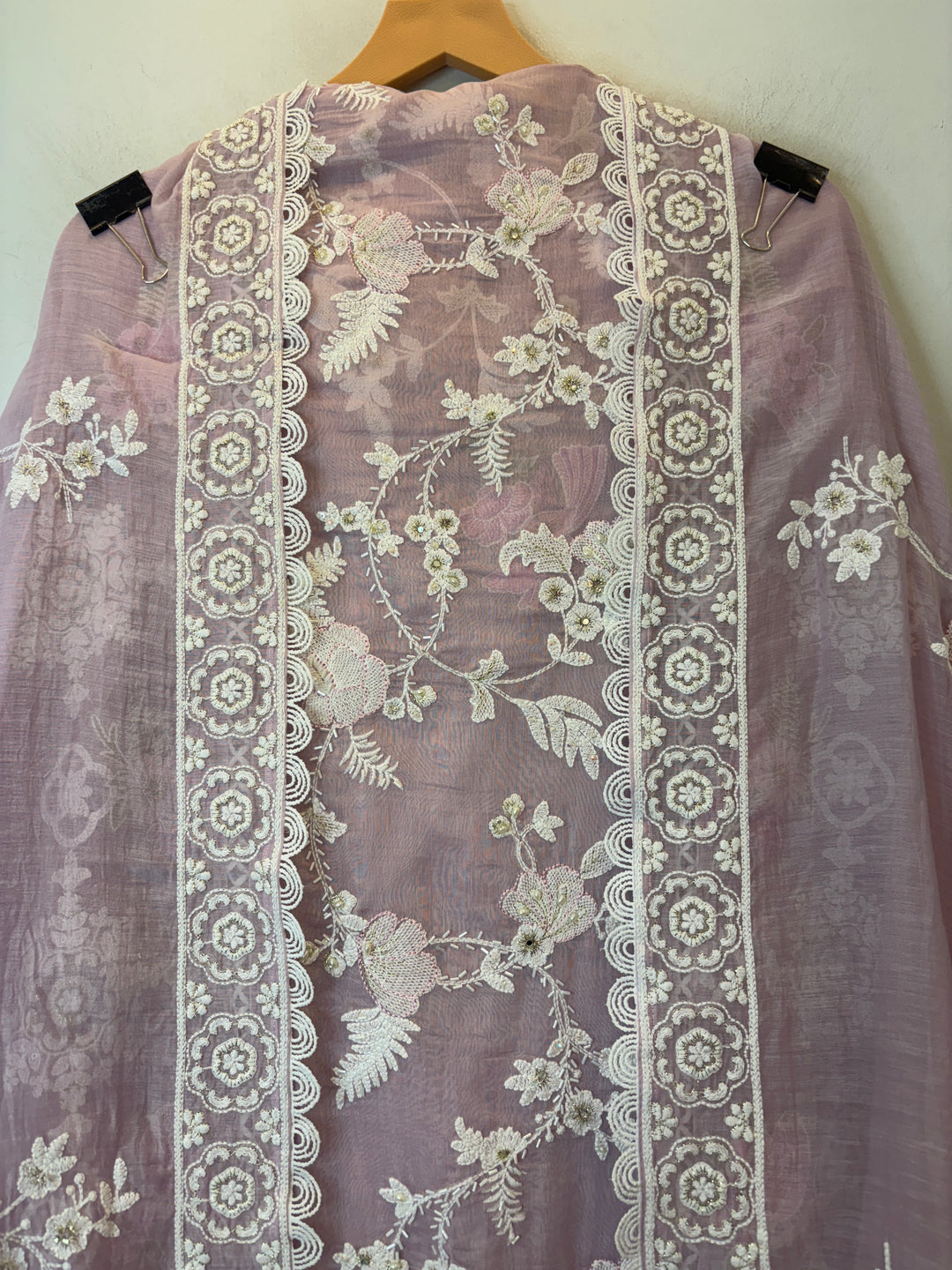 Pink Mul Cotton Bird Embroidered Suit Set with Mirror &amp; Zari Work