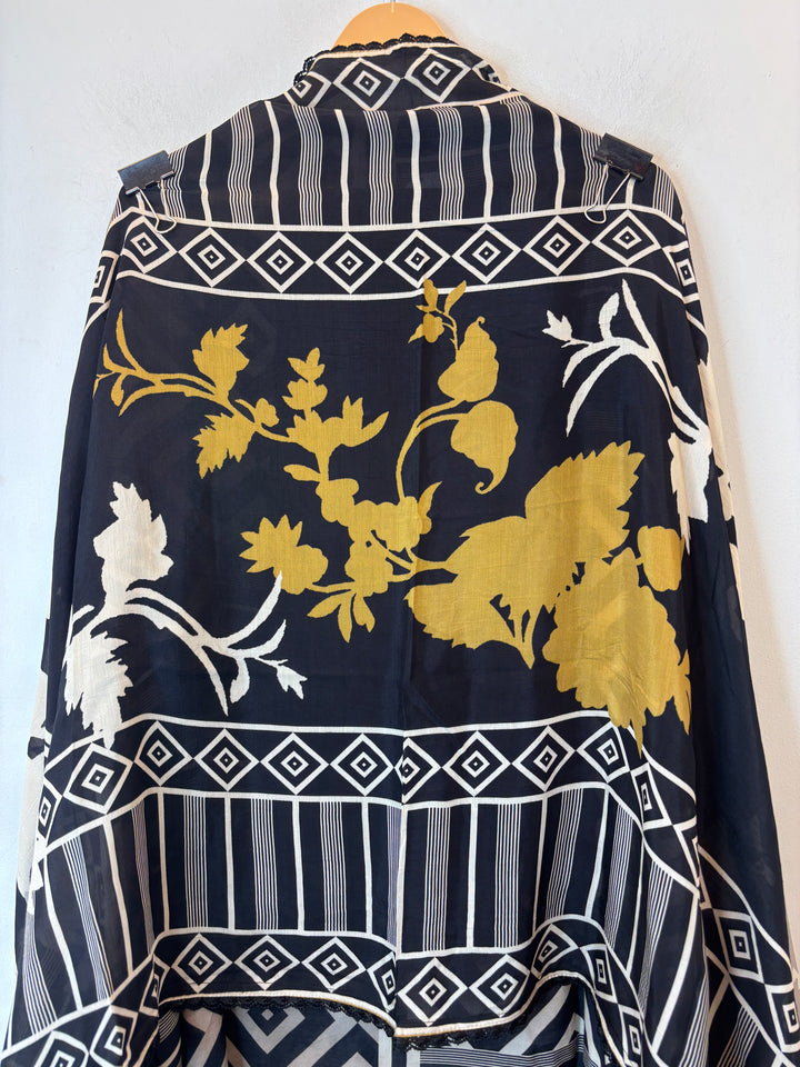 Black Muslin Digital Printed Suit Set with Pearl &amp; Sequin Work