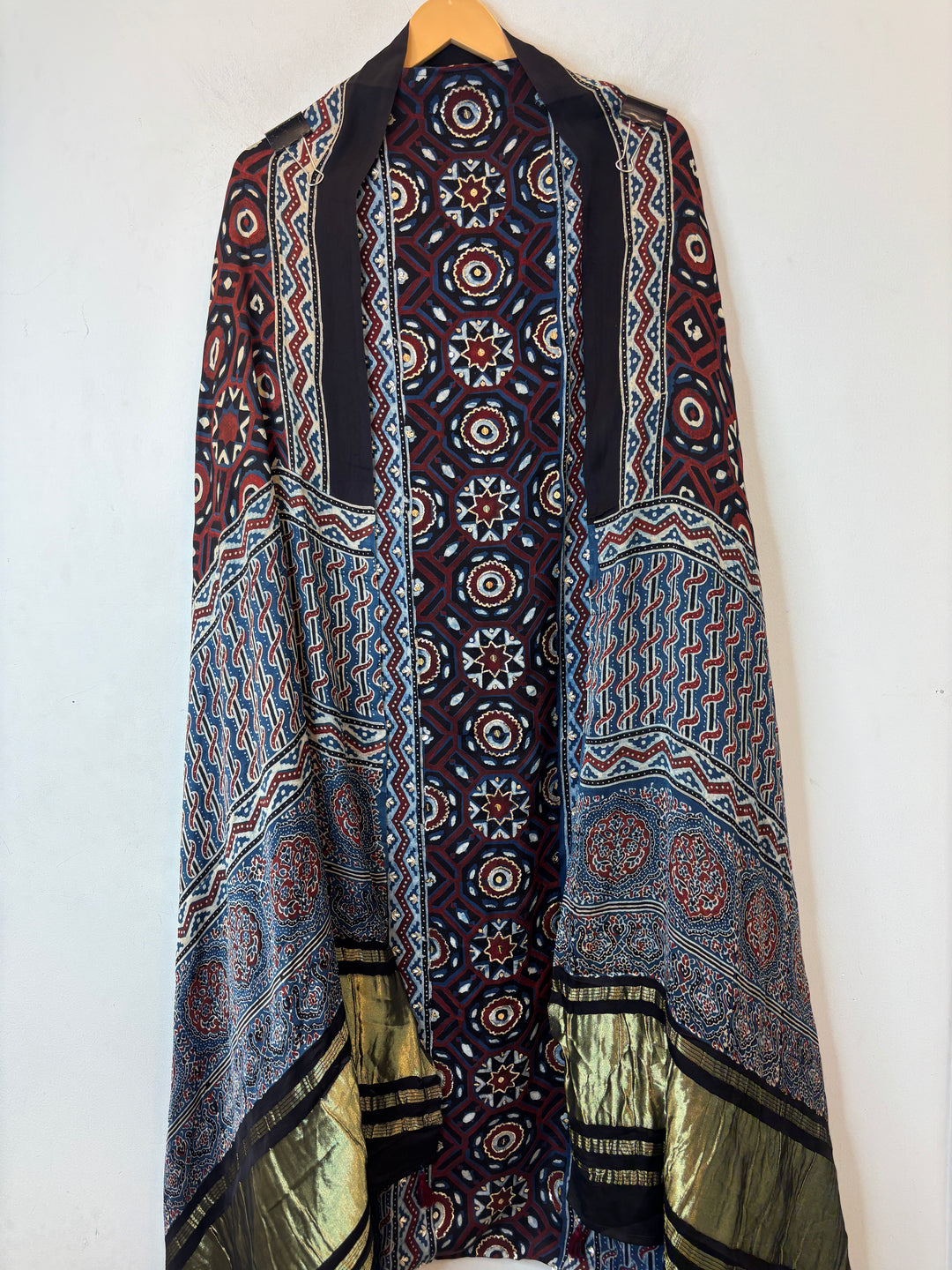 Ajrakh Modal Suit Set with Cutdana &amp; Sequin Work