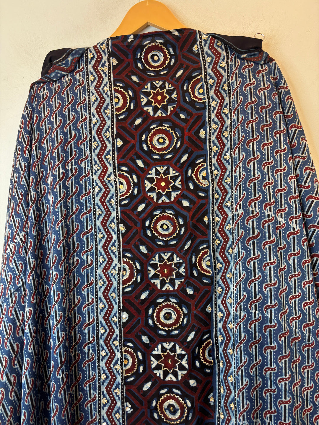 Ajrakh Modal Suit Set with Cutdana &amp; Sequin Work