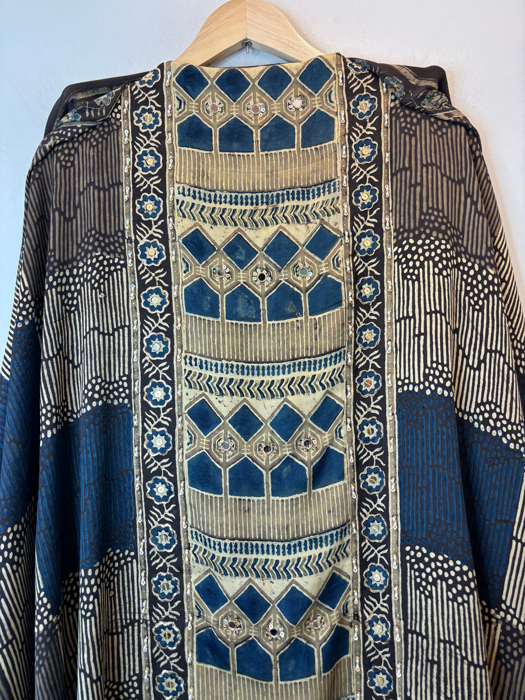 Green Ajrakh Modal Mirror Work Suit Set with Cutdana &amp; Sequin Highlights