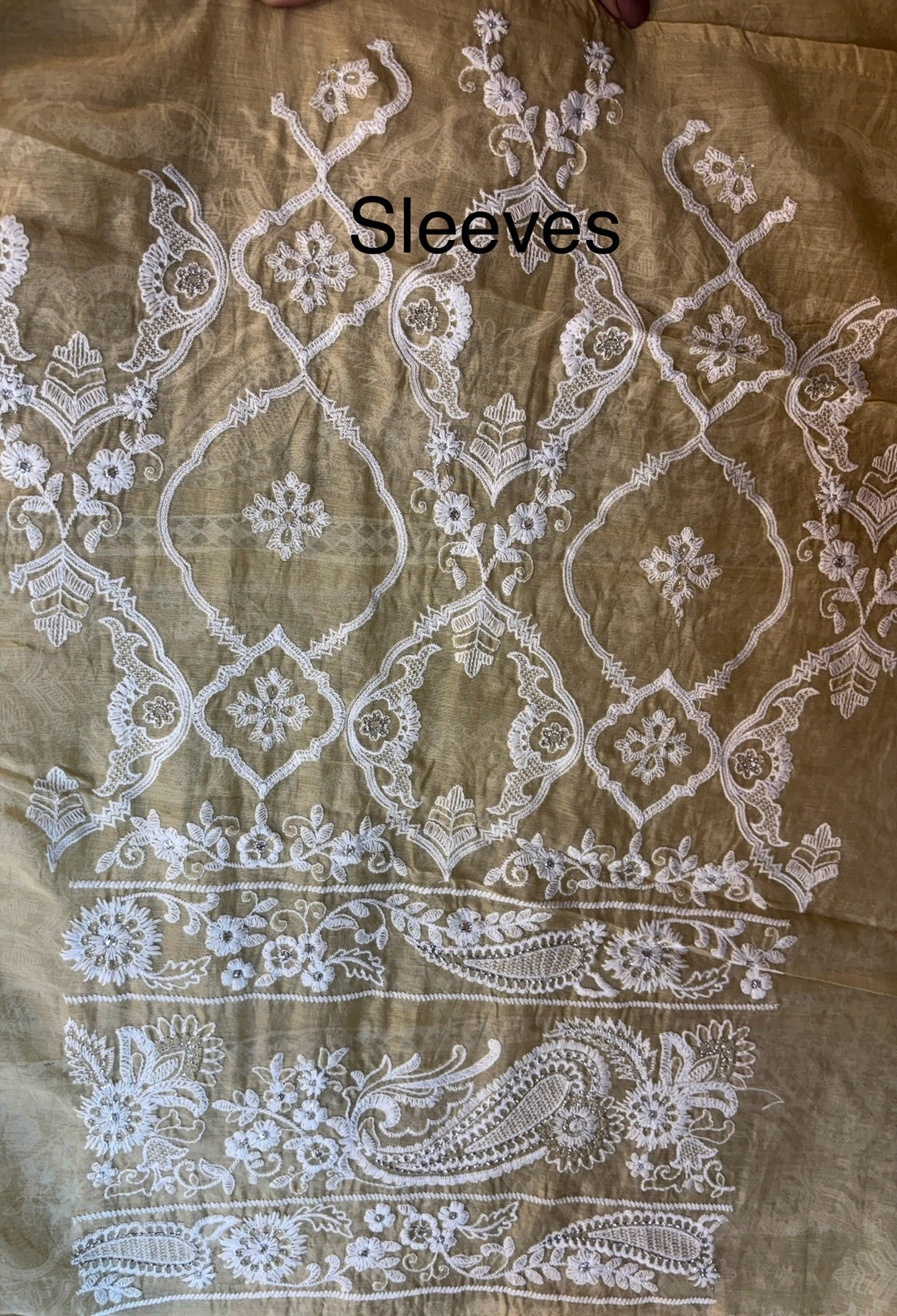 Yellow Mul Cotton Heavy Embroidered Suit Set with Zari &amp; Pearl Work