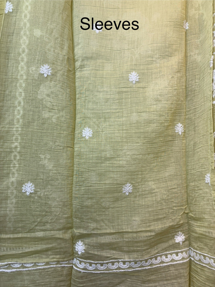 Green Mul Cotton Embroidered Suit Set with Cutwork &amp; Tassel Detailing