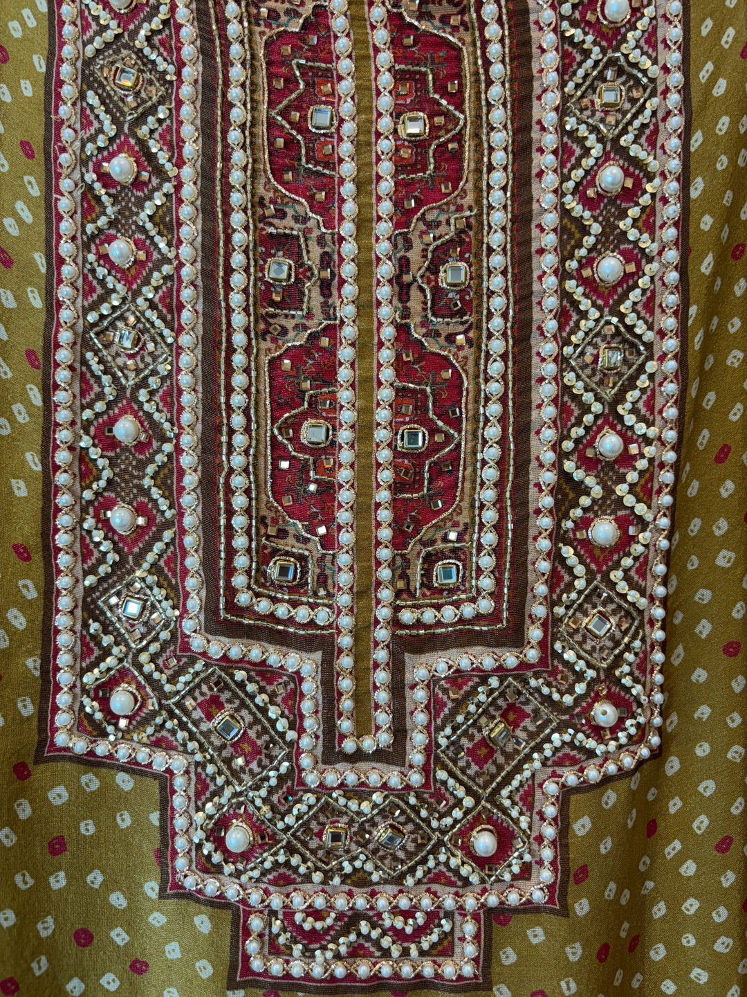 Shimmer Tissue Bandhani Suit Set with Kundan &amp; Zari Work