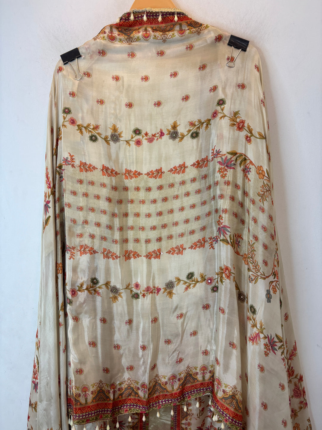 Silk Organza Printed Suit Set with Pearl &amp; Sequin Work