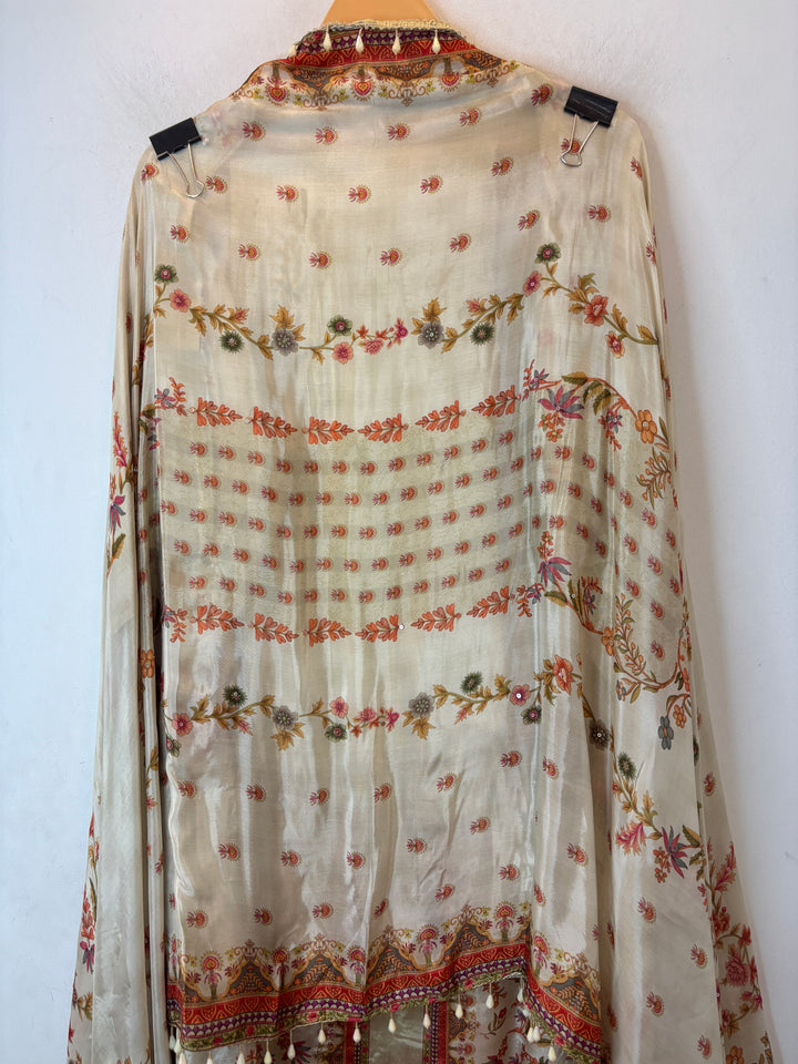 Silk Organza Printed Suit Set with Pearl &amp; Sequin Work