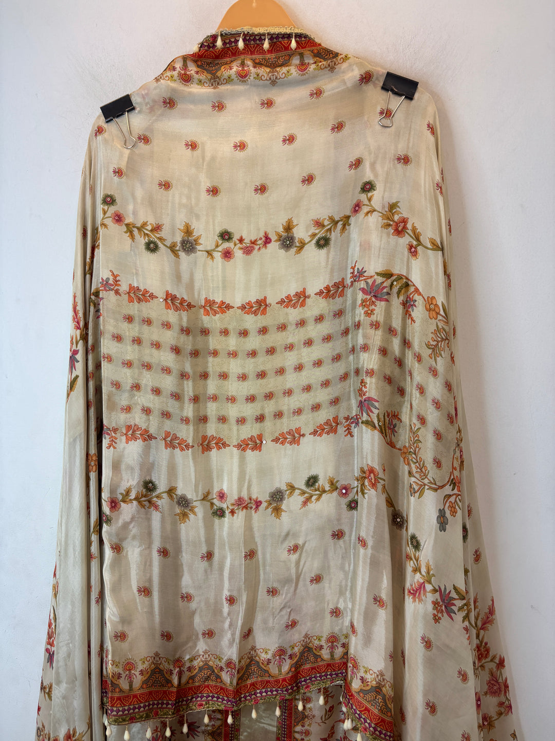 Silk Organza Printed Suit Set with Pearl &amp; Sequin Work