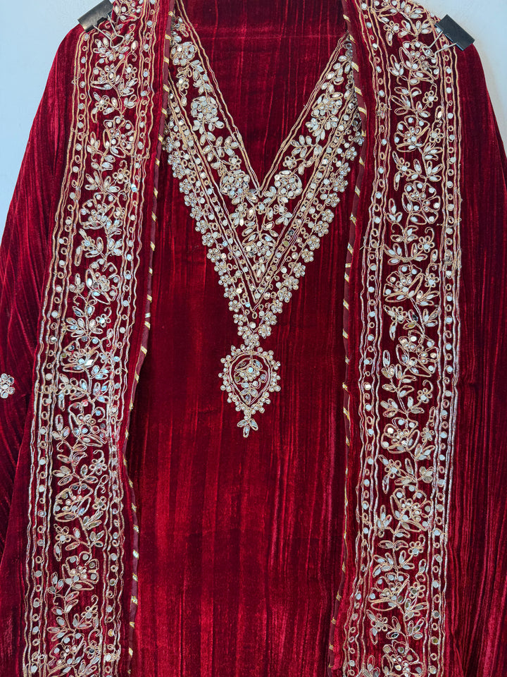 Reha – Crushed Velvet Mirror Work Suit