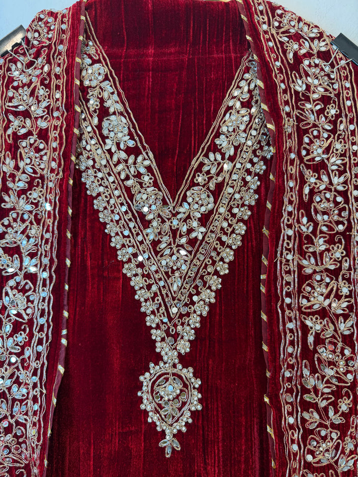 Reha – Crushed Velvet Mirror Work Suit