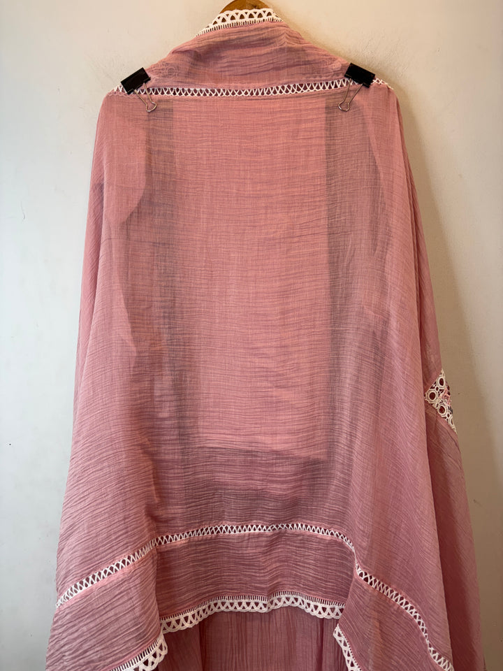 Mul Cotton Embroidered Suit Set with Jute Work &amp; Crochet Lace