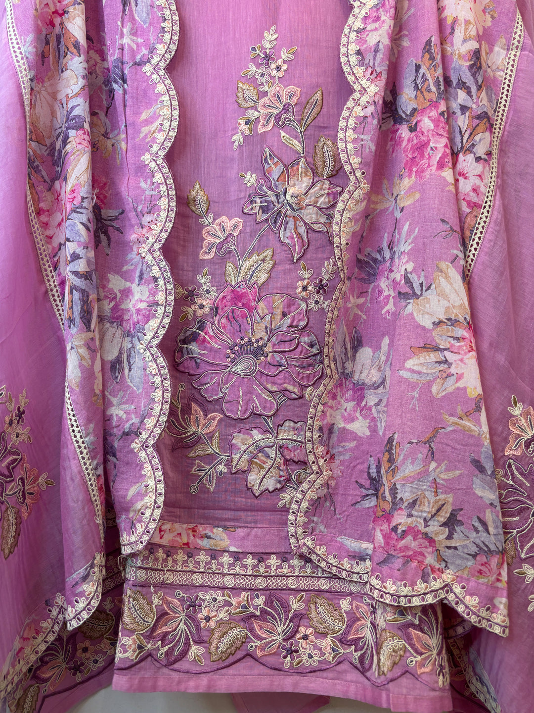 Mul Cotton Heavy Embroidered Suit Set with Dori Work