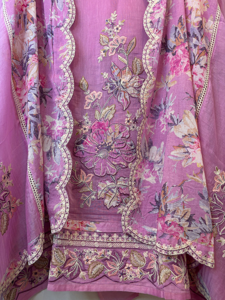 Mul Cotton Heavy Embroidered Suit Set with Dori Work