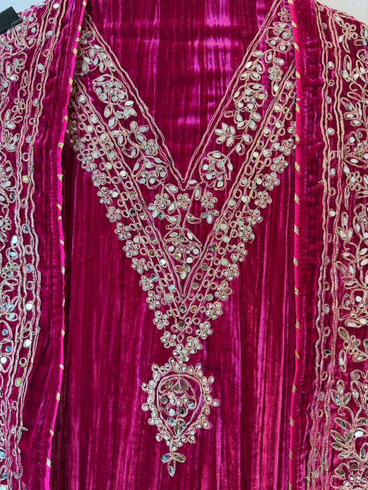 Reha – Crushed Velvet Mirror Work Suit
