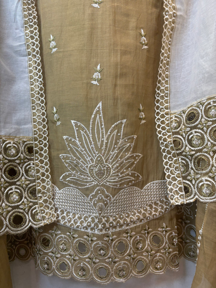 Yellow Mul Cotton Heavy Embroidered Suit Set with 3D Floral Dupatta