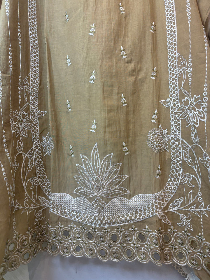 Yellow Mul Cotton Heavy Embroidered Suit Set with 3D Floral Dupatta