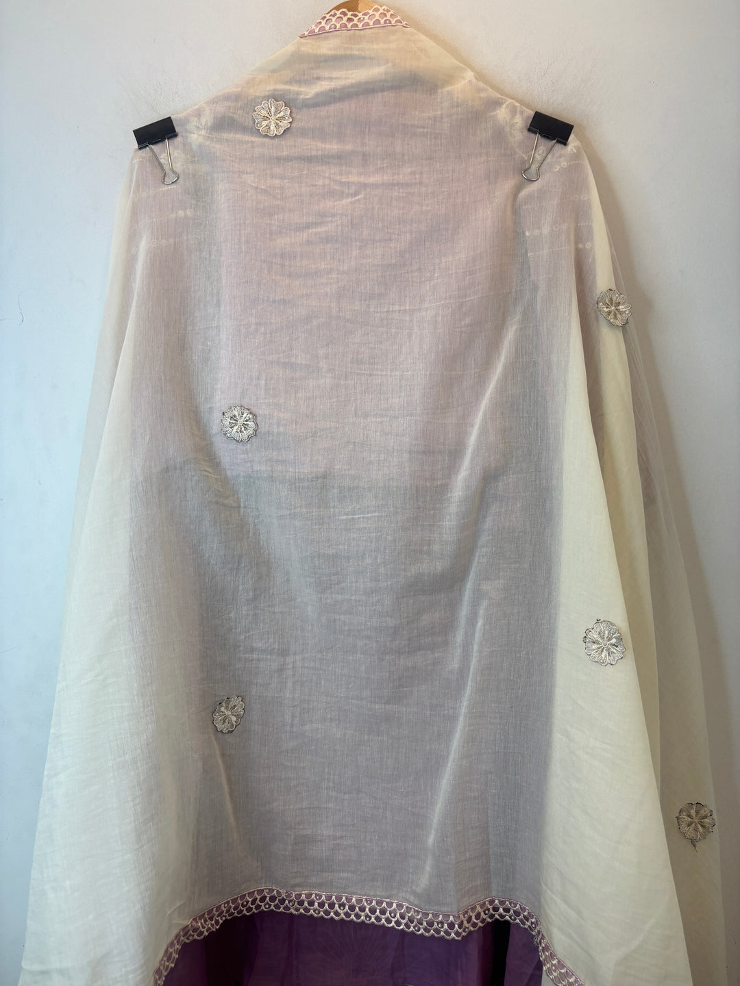 Purple Mul Cotton Heavy Embroidered Suit Set with 3D Floral Dupatta