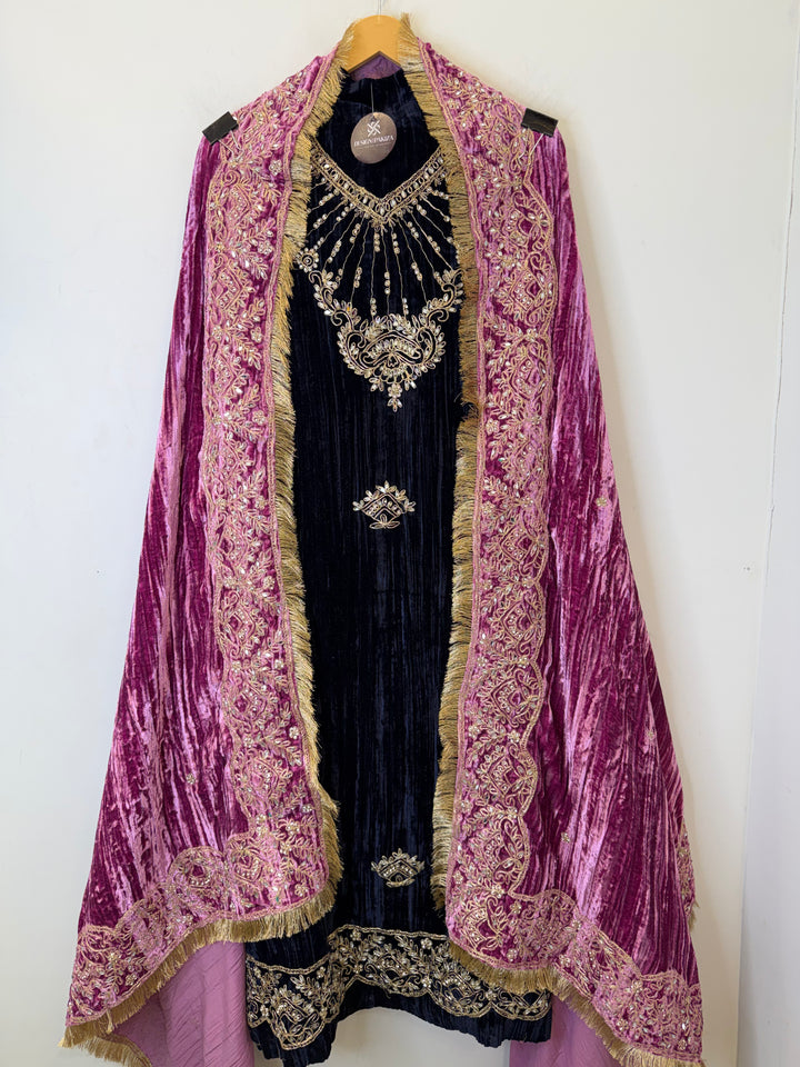 Mehr – Crushed Velvet Mirror Work Suit