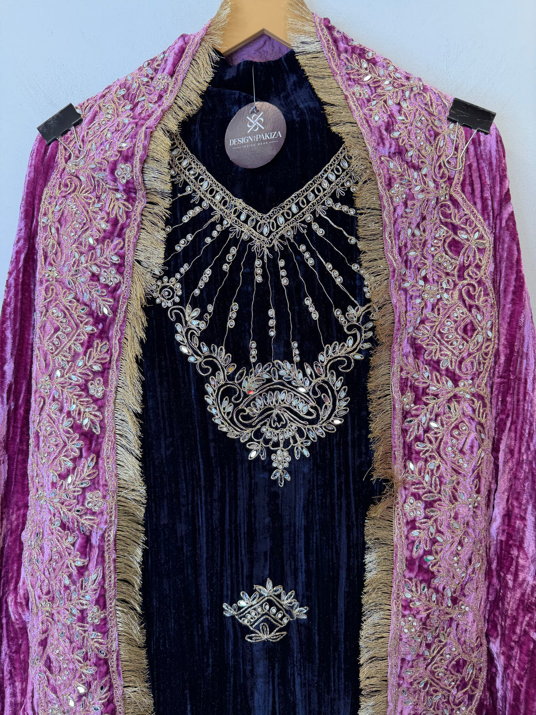 Mehr – Crushed Velvet Mirror Work Suit