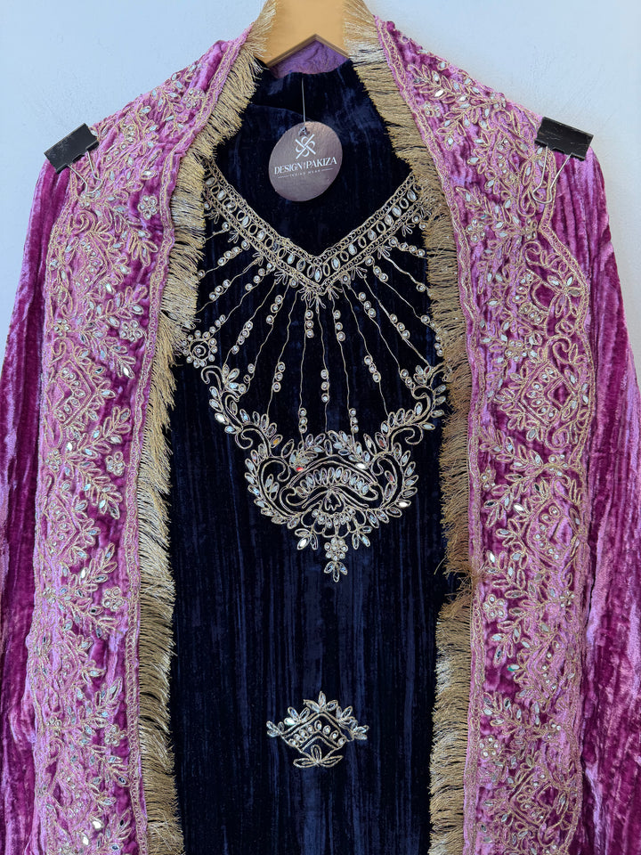 Mehr – Crushed Velvet Mirror Work Suit