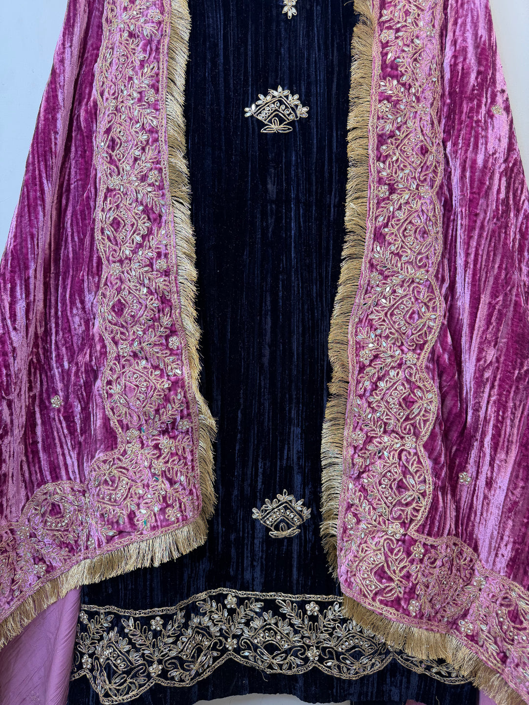 Mehr – Crushed Velvet Mirror Work Suit