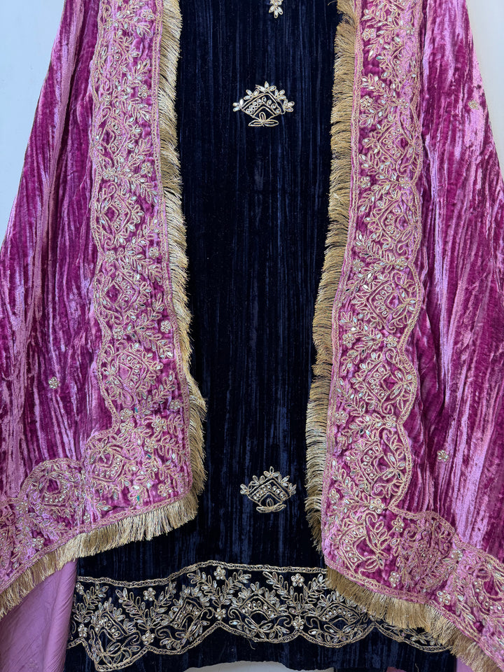 Mehr – Crushed Velvet Mirror Work Suit