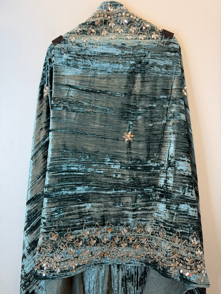 Zehna – Crushed Velvet Mirror Work Suit