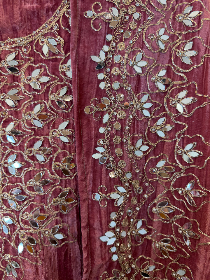 Zehna – Crushed Velvet Mirror Work Suit
