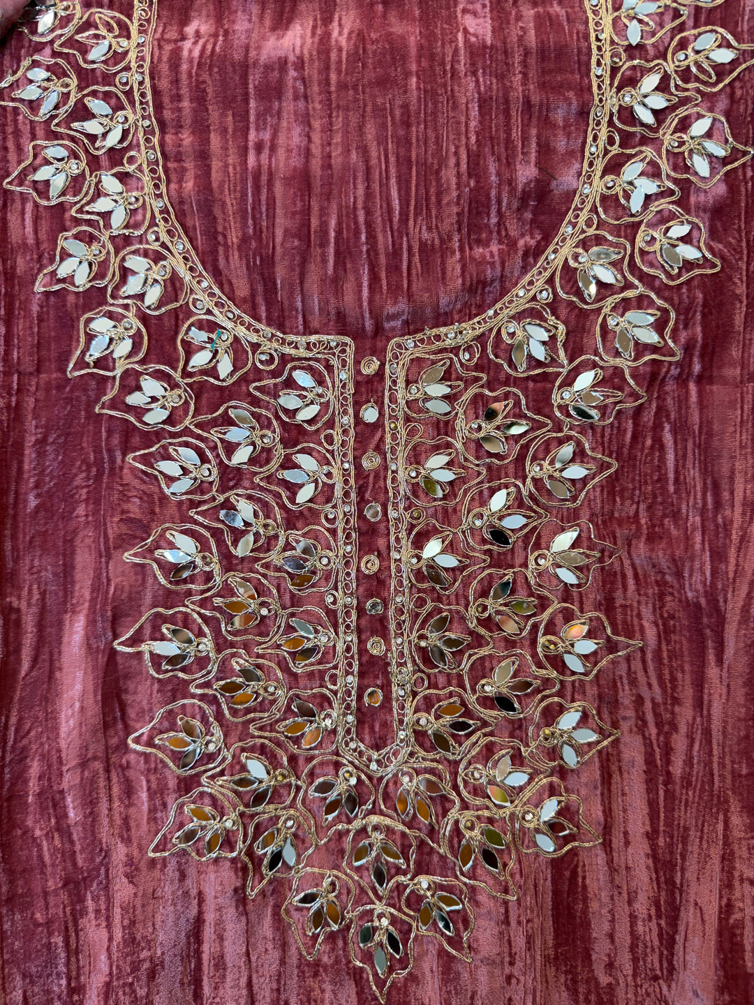 Zehna – Crushed Velvet Mirror Work Suit