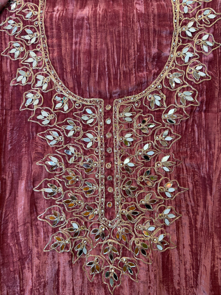 Zehna – Crushed Velvet Mirror Work Suit