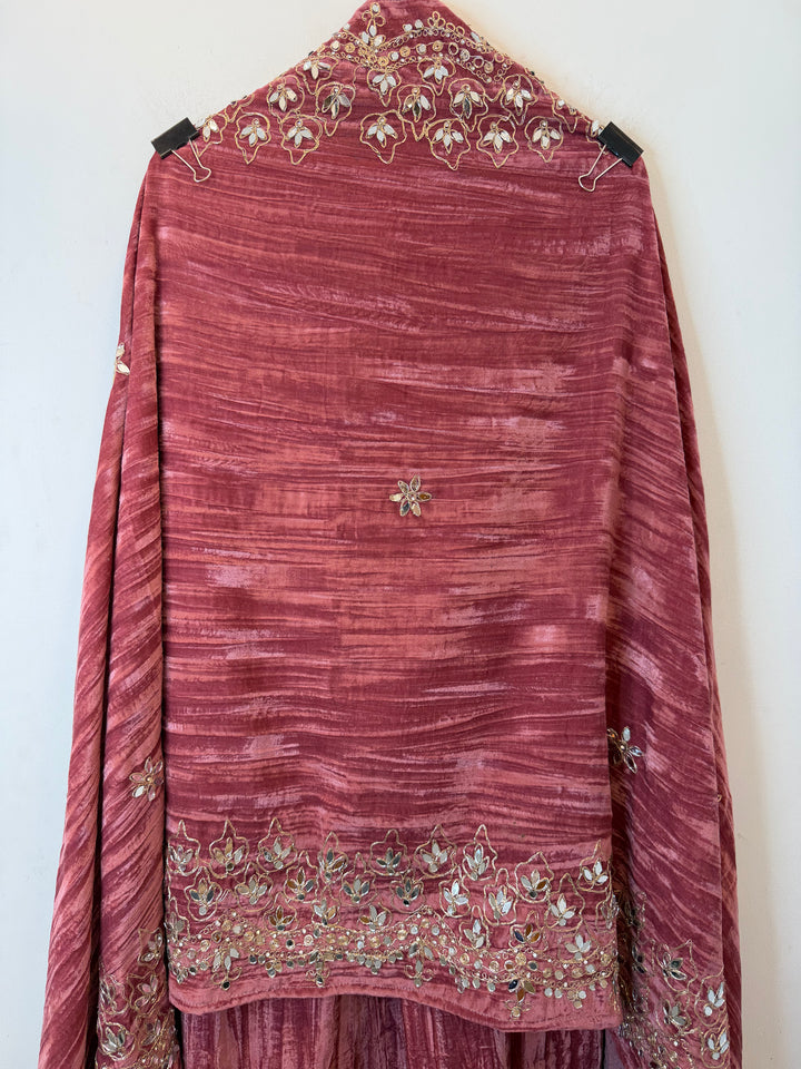 Zehna – Crushed Velvet Mirror Work Suit