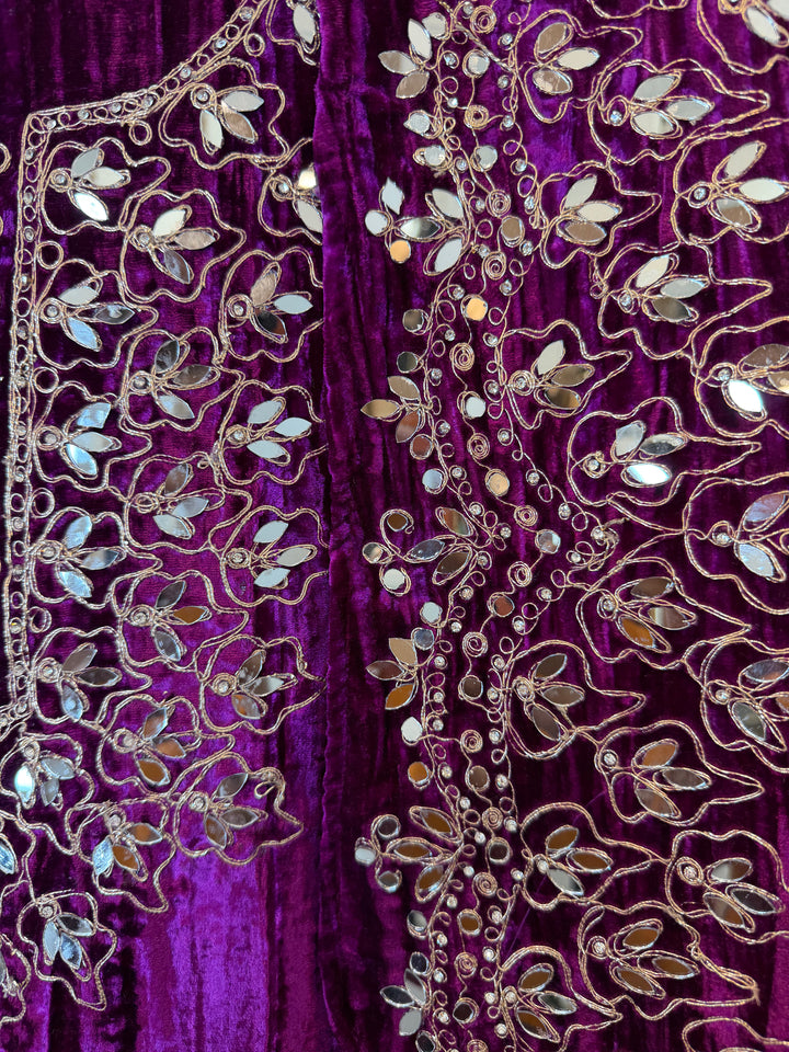 Zehna – Crushed Velvet Mirror Work Suit