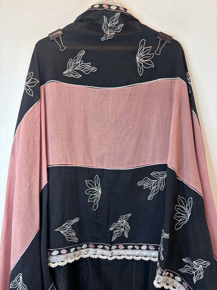 Pink Mul Cotton Embroidered Suit Set with Appliqué &amp; Tassel Detailing