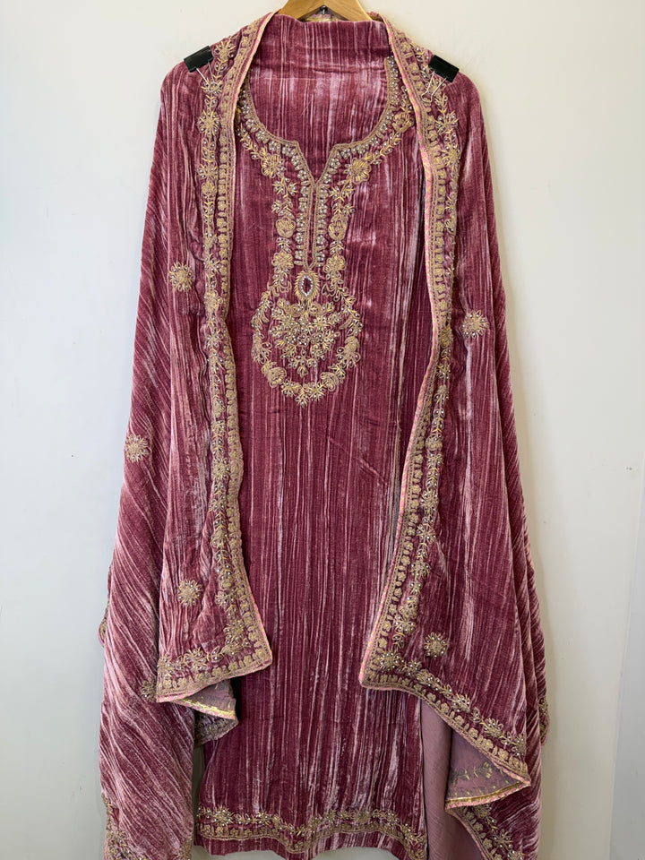 Ajeer - Velvet Glow Mirror Work Ensemble