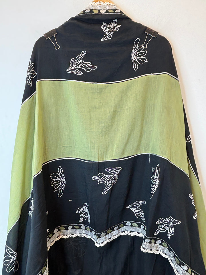 Green Mul Cotton Embroidered Suit Set with Appliqué &amp; Tassel Detailing