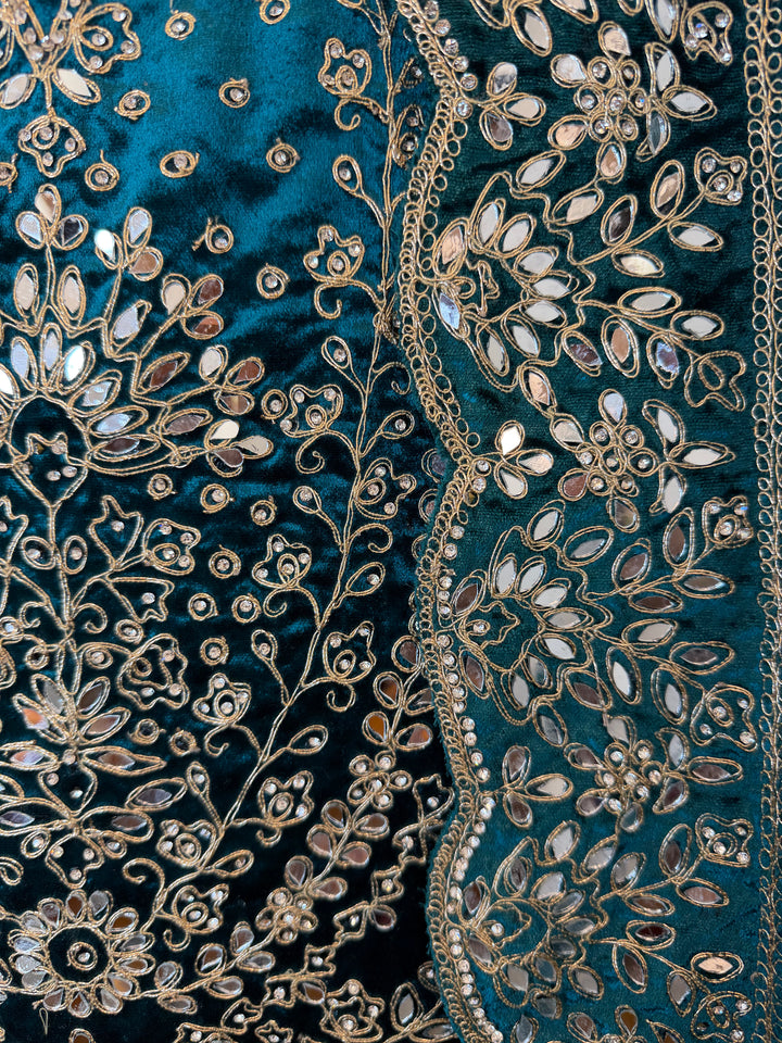 Ravaya – Silk Velvet Mirror Work Suit