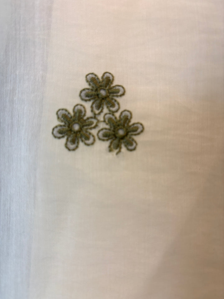 Green Mul Cotton Embroidered Suit Set with 3D Floral Dupatta