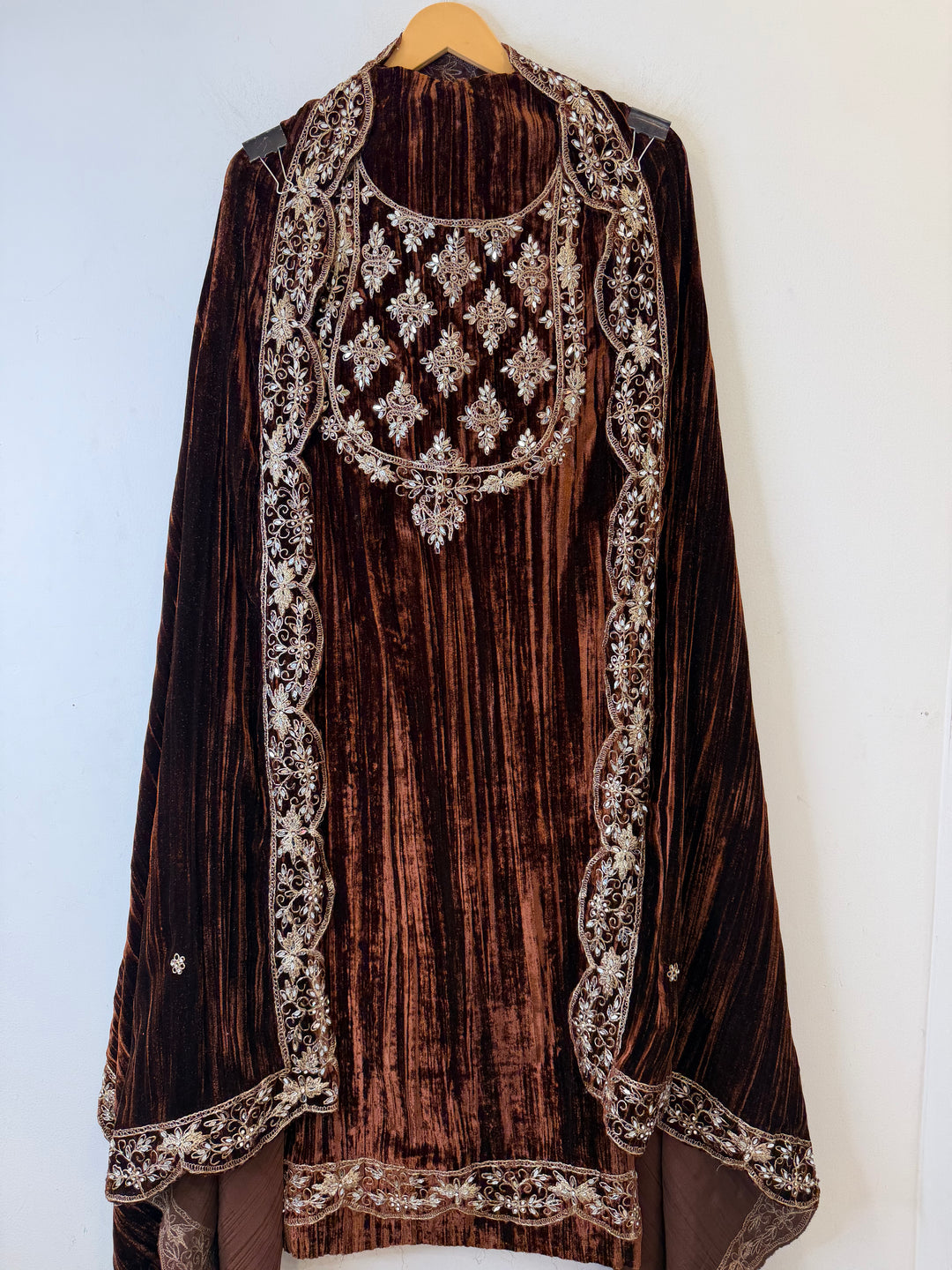 Brown Crushed Velvet Suit