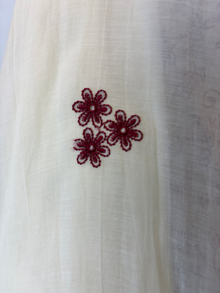 Maroon Mul Cotton Embroidered Suit Set with 3D Floral Dupatta