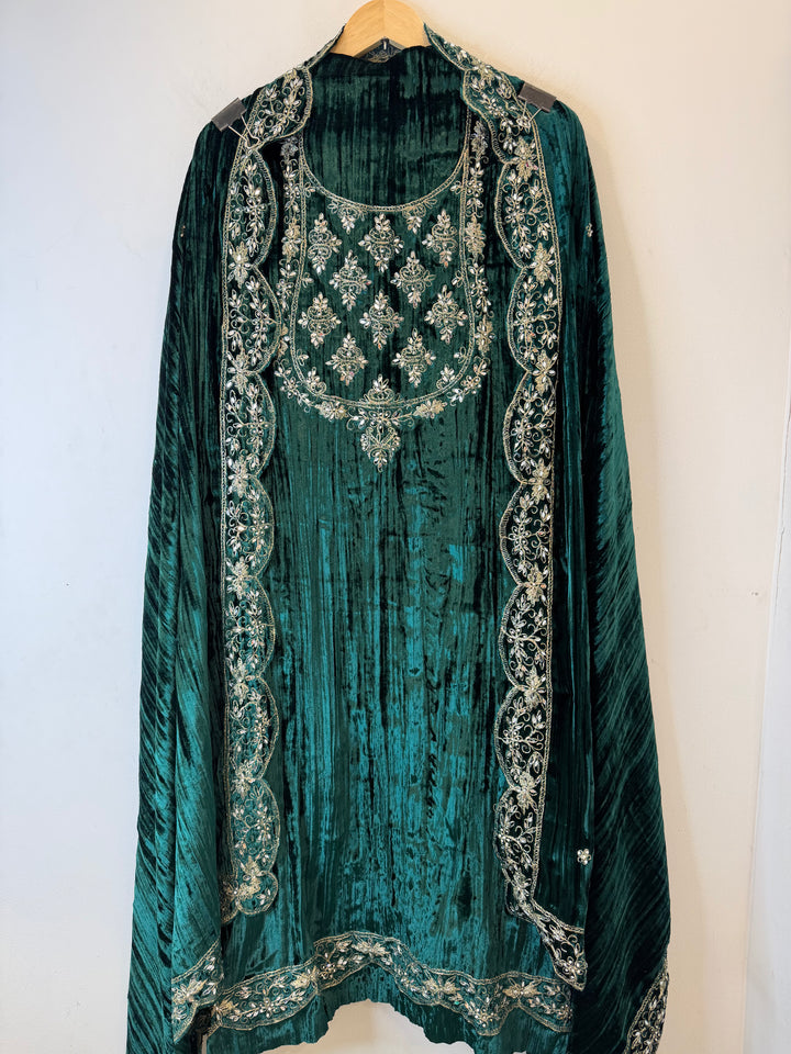 Green Crushed Velvet Suit
