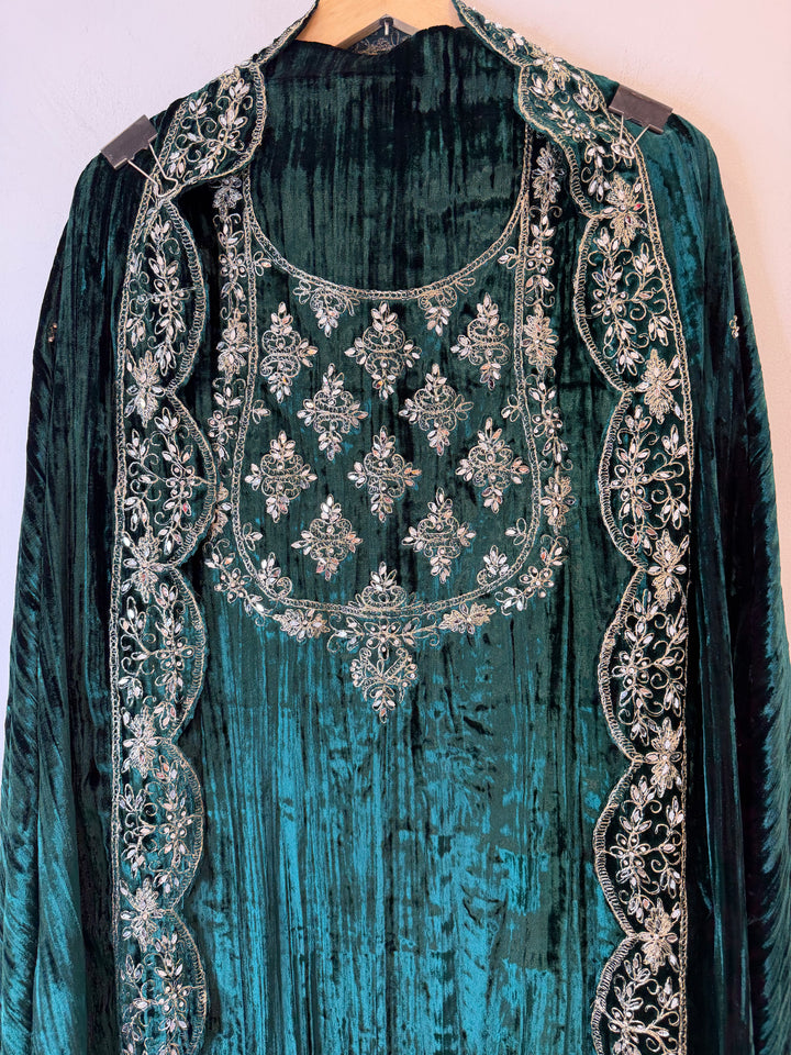 Green Crushed Velvet Suit