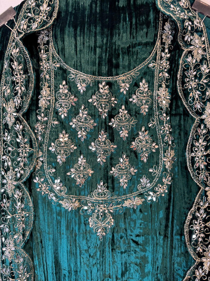 Green Crushed Velvet Suit
