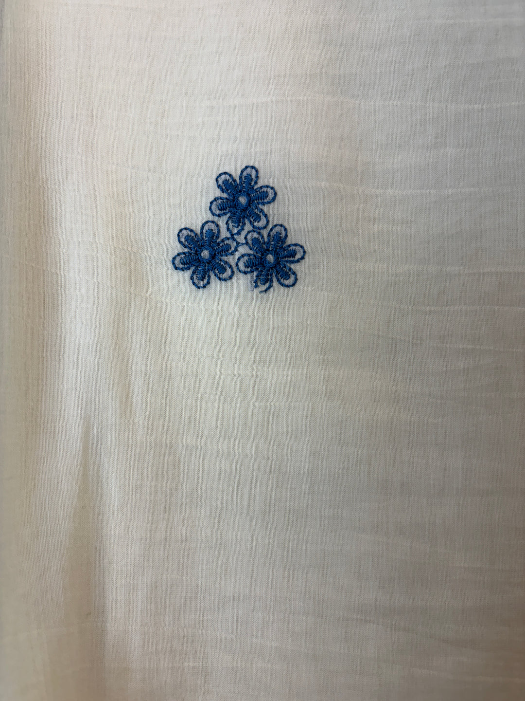 Blue Mul Cotton Embroidered Suit Set with 3D Floral Dupatta
