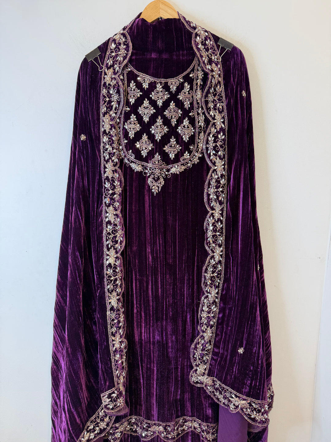 Purple Crushed Velvet Suit