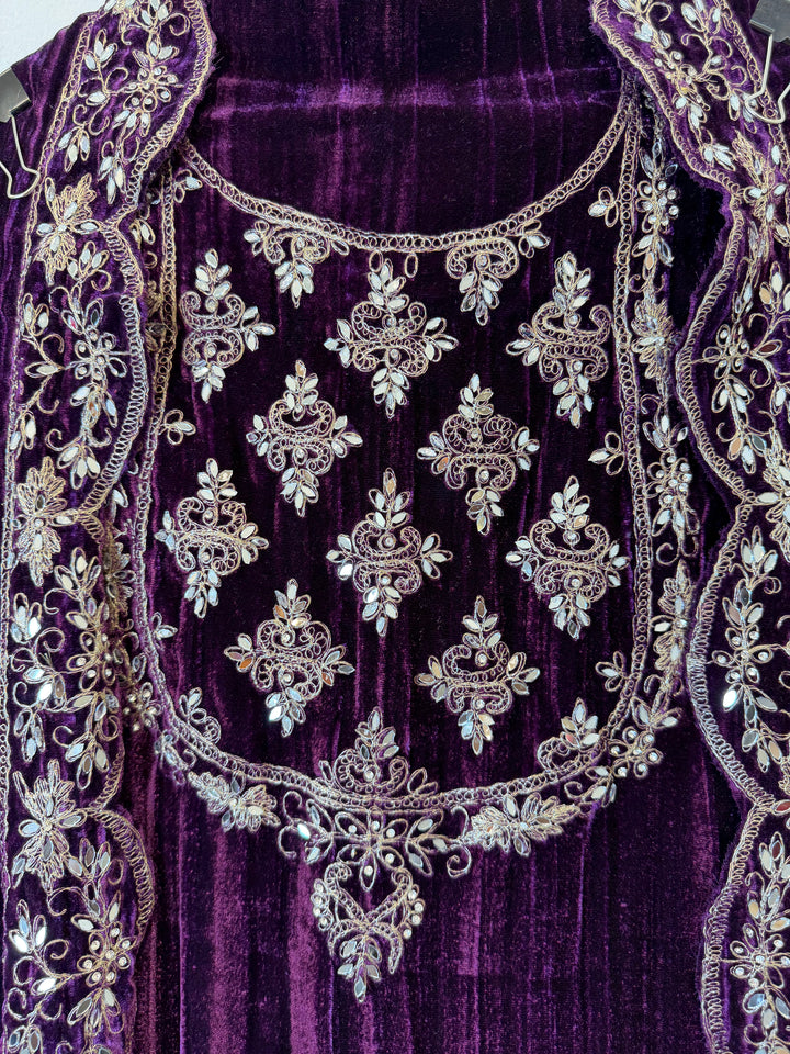 Purple Crushed Velvet Suit